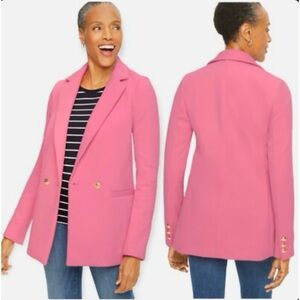 Talbots Women’s Pink Cotton Blend Knit Double Breasted Blazer Size: 16